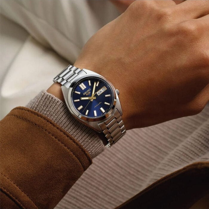 Seiko 5 Sports Automatic Blue Dial Silver Steel Strap Watch for Men - SRPL55K1 - Image 7